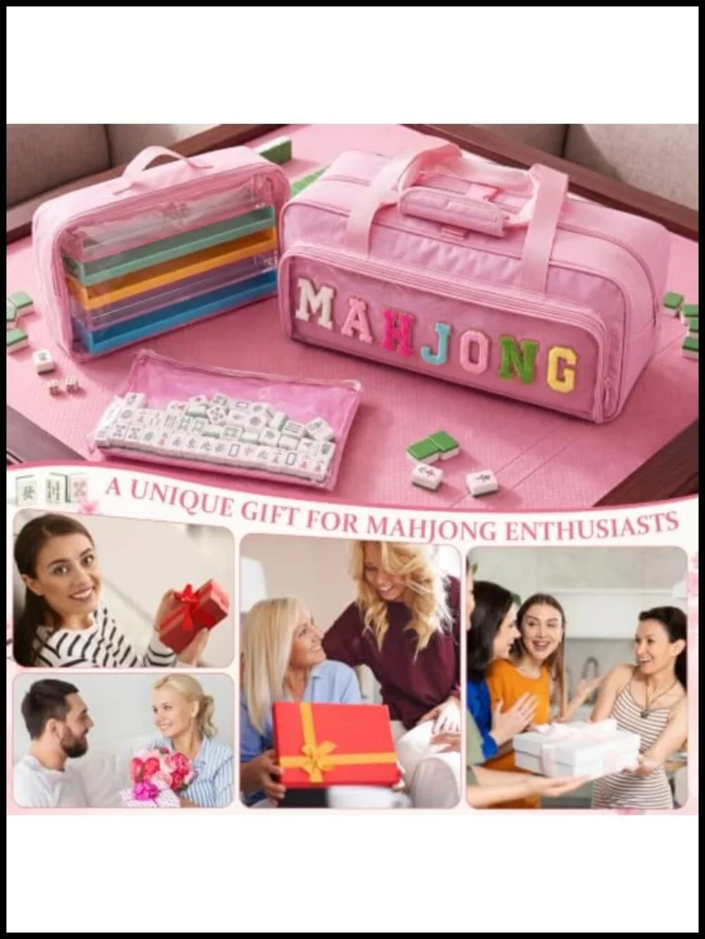 Empty Mahjong Bag Clear Tile Storage Tote Oxford Fabric Water-resistant with